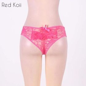 Sexy Lingerie Cut Out Underpants Briefs Lace See Through (Option: Pink-6XL)